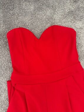Express Strapless Sweetheart Red Jumpsuit